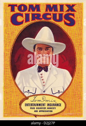 TOM MIX (1880-1940) Poster for the US film actor's own circus about 1938. Stock Photo