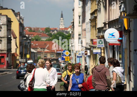 Zgorzelec, Poland, passers-by on the main road in the city center Stock Photo