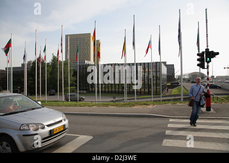 Luxembourg, Grand Duchy of Luxembourg, the pedestrian crosswalk in front of the Jean Monnet building Stock Photo
