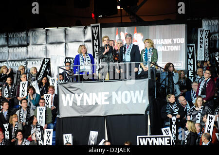 Toronto, Canada. 25th January 2013. Ontario Liberal Leadership candidate Kathleen Wynne addresses the crowd during a tribute to departing Current Ontario Premier Dalton McGuinty. The ruling provincial Liberal party is meeting 25 Jan at the Maple Leaf Gardens to vote for a successor to Current Ontario Premier Dalton McGuinty. Credit:  Victor Biro / Alamy Live News. Stock Photo