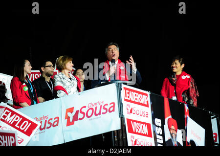 Toronto, Canada. 25th January 2013. Ontario Liberal Leadership candidate Charles Sousa addresses the crowd during a tribute to Current Ontario Premier Dalton McGuinty. The ruling provincial Liberal party is meeting 25 Jan at the Maple Leaf Gardens to vote for a successor to Current Ontario Premier Dalton McGuinty. Credit:  Victor Biro / Alamy Live News. Stock Photo