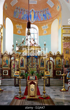 Altar, interior furnishings and ceiling paintings inside the church ...