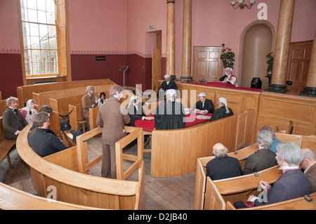 Scotland, Historic Inveraray Jail & County Court, Courthouse, 19C courtroom exhibit Stock Photo