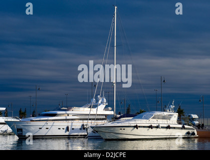 Genoa, Italy, luxury yachts in the port of Genoa Stock Photo