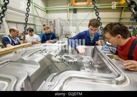 Riedlingen, Germany, people control a die-casting mold Stock Photo