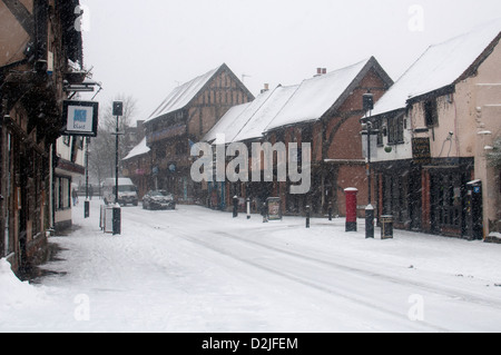 Spon Street in snowy weather, Coventry, UK Stock Photo