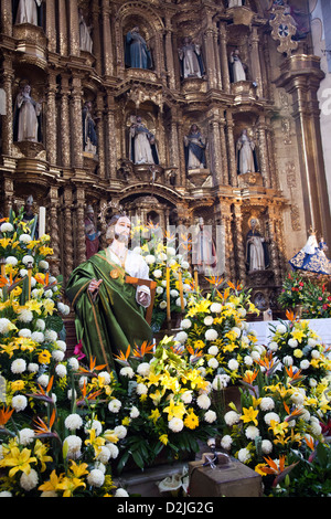Interior of Santo Domingo de Guzmán Church in City of Puebla in Mexico Stock Photo