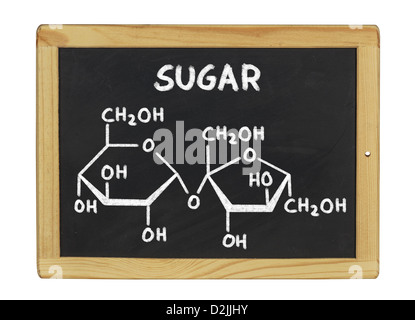 chemical formula of sugar on a blackboard Stock Photo
