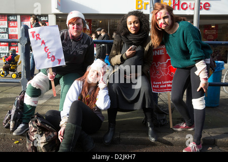 LONDON, Thousands of people marched to Mountsfield Park in support of Lewisham hospital and against privatasation of the NHS Stock Photo