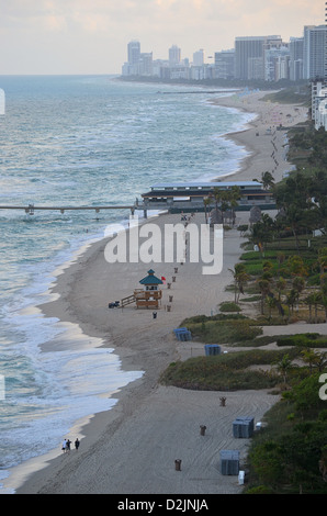 Sunny Isles Beach in Florida. Seascape view of the Atlantic south towards Miami. Stock Photo