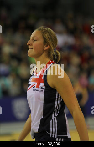 Holly Bleasdale GBR Great Britain winner of women's pole vault - 4.6m. 26.01.2013 British Athletics Glasgow International Match Emirates Arena Stock Photo