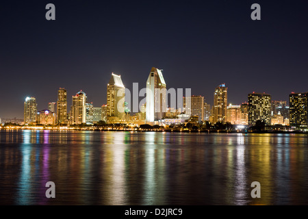 San Diego skyline at night, as seen from Coronado Island Stock Photo