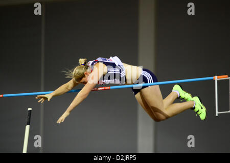 Holly Bleasdale GBR Great Britain winner of women's pole vault - 4.6m. 26.01.2013 British Athletics Glasgow International Match Emirates Arena Stock Photo