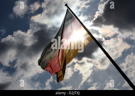 Berlin, Germany, a Germany flag waving in the back light Stock Photo