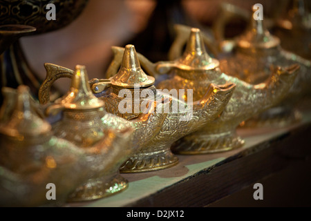 ISTANBUL TURKEY - Magic Aladin oil lamps on sale in a turkish souvenirs stall in Grand Bazaar Kapali Carsi Kapalicarsi Market Stock Photo