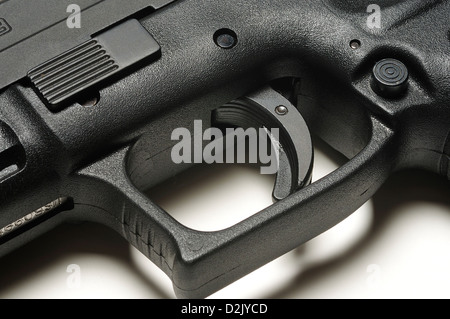 Close-up of a 9mm semi-automatic Springfield Armory XD handgun. Stock Photo