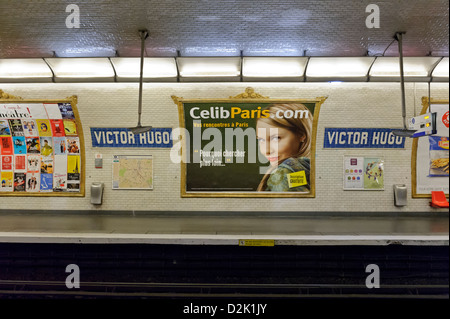 Victor Hugo Metro Platform, Paris, France. Stock Photo