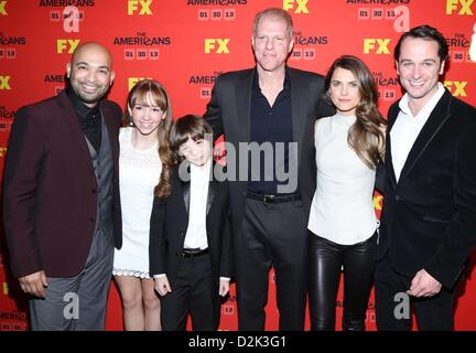 Maximiliano Hernandez, Holly Taylor, Keidrich Sellati, Noah Emmerich, Keri Russell,  Matthew Rhys at arrivals for THE AMERICANS Series Premiere on FX, Directors Guild of America (DGA) Theater, New York, NY January 26, 2013. Photo By: Andres Otero/Everett Collection/Alamy Live News Stock Photo