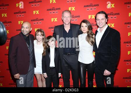 Maximiliano Hernandez, Holly Taylor, Keidrich Sellati, Noah Emmerich, Keri Russell,  Matthew Rhys at arrivals for THE AMERICANS Series Premiere on FX, Directors Guild of America (DGA) Theater, New York, NY January 26, 2013. Photo By: Andres Otero/Everett Collection/Alamy Live News Stock Photo