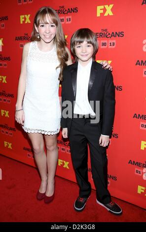 Holly Taylor, Keidrich Sellati at arrivals for THE AMERICANS Series Premiere on FX, Directors Guild of America (DGA) Theater, New York, NY January 26, 2013. Photo By: Andres Otero/Everett Collection/Alamy Live News Stock Photo