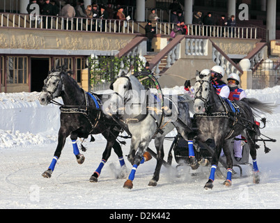 Russian Troika driving competitions in Moscow Stock Photo