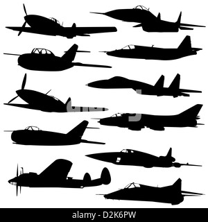 Collection of different aircraft silhouettes. vector illustration Stock ...