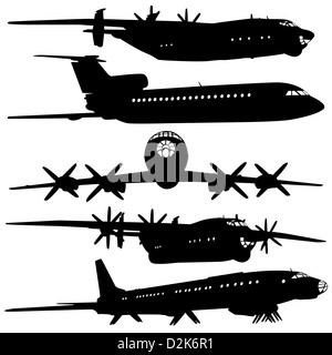 Collection of different aircraft silhouettes. vector illustration Stock ...
