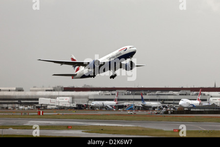 London, United Kingdom, British Airways aircraft at Heathrow airport at the start