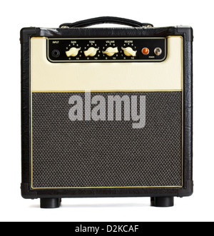 black vintage guitar amplifier, isolated on white Stock Photo