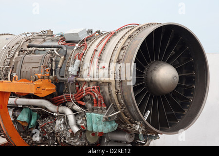 Front view of powerful jet engine turbine Stock Photo - Alamy