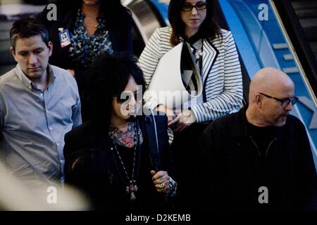 Jan. 27, 2013 - Anaheim, CA, USA - Jan 26, 2013 - Anaheim, CA, USA - Bassist NIKKI SIXX (Motley Crue) makes his way down the escalator at the 2013 NAMM Show. (Credit Image: © Daniel Knighton/ZUMAPRESS.com) Stock Photo