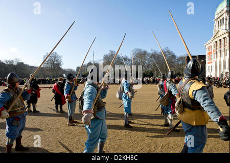 London, UK. 27th Jan, 2013. Members of the English Civil War Society gather in London  The English Civil War reenactors attend a service to commemorate the execution of King Charles I. Photographer: Gordon Scammell Stock Photo
