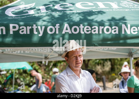 Auckland, New Zealand. 27th January 2013. Dr. Russel Norman MP Co-leader of the New Zealand Green Party pictured at the Greens Picnic for the Planet event held at Mount Eden Auckland. The event kicked off the Greens I'm in for the future campaign. Stock Photo