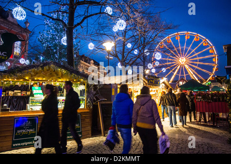 Christmas market, old town, Liege, Belgium. Stock Photo