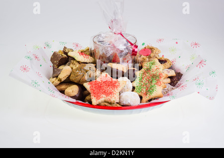 Holiday cookie tray isolated on white Stock Photo