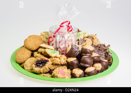 Homemade cookies on a green tray Stock Photo