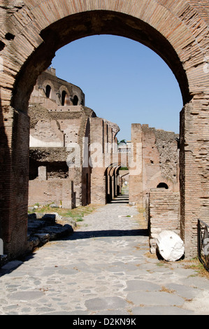 Palatine Hill. Rome. The archways and substructures of the Domus Tiberiana which dominates the North Slope above the forum. Stock Photo