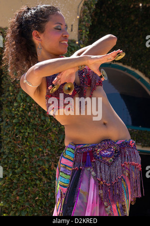Greek Belly dancer with finger castanets Stock Photo