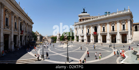 Rome. Italy. View of Michelangelo’s magnificent 16th century Renaissance Piazza del Campidoglio (Capitol Square). Stock Photo