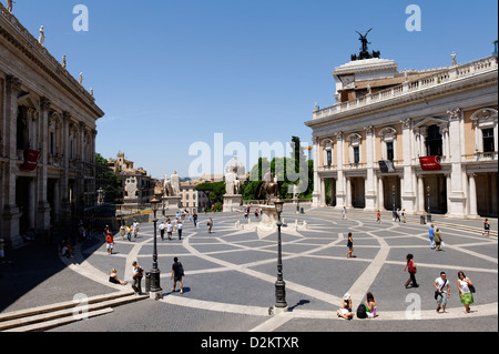 Rome. Italy. View of Michelangelo’s magnificent 16th century Renaissance Piazza del Campidoglio (Capitol Square). Stock Photo