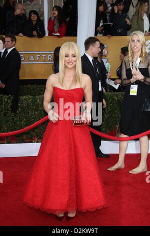 Los Angeles, USA. 27th January 2013. US actress Kaley Cuoco arrives at the 19th Annual Screen Actors Guild Awards at Shrine Auditorium in Los Angeles, USA, on 27 January 2013. Photo: Hubert Boesl/ Alamy Live News Stock Photo