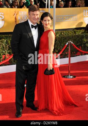 Los Angeles, California. 27th January 2013. Alec Baldwin, Hilaria Thomas at arrivals for 19th Annual Screen Actors Guild Awards SAG 2013, Shrine Auditorium, Los Angeles, CA January 27, 2013. Photo By: Dee Cercone/Everett Collection/ Alamy Live News Stock Photo