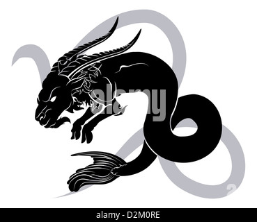 Illustration of Capricorn the sea goat zodiac horoscope astrology sign Stock Photo