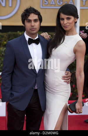 Jan. 27, 2013 - Los Angeles, California, U.S - Actor Kunal Nayyar (L) and Neha Kapur at the 19th Annual Screen Actors Guild Awards held at the Shrine Auditorium in Los Angeles, California, Sunday, January 27, 2013. (Credit Image: Credit:  Antonio Nava/Prensa Internacional/ZUMAPRESS.com/Alamy Live News) Stock Photo