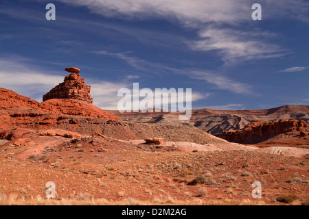 Mexican Hat Rock near Mexican Hat, Utah, United States of America, USA Stock Photo