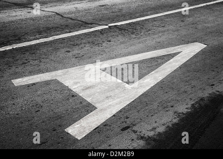 Letter A. Sign means Bus way label on the asphalt road in Russia