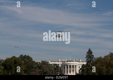 Marine One over White House Stock Photo