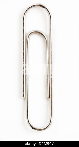 Large paper clip close-up isolated on white clipping path. Stock Photo
