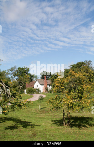 Manor House from orchard NT Lower Brockhampton Herefordshire England UK Stock Photo