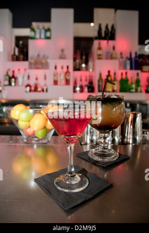Cocktail drinks on bar. Stock Photo